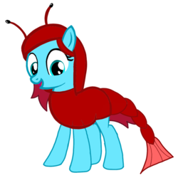 Size: 1000x1000 | Tagged: safe, artist:toyminator900, oc, oc only, oc:autumn moon, lobster, pony, clothes, costume, female, simple background, solo, transparent background