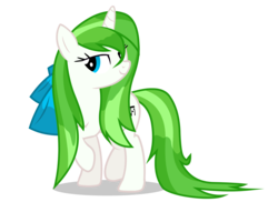 Size: 2750x2000 | Tagged: safe, artist:minty root, oc, oc only, oc:minty root, pony, unicorn, bedroom eyes, bow, hair bow, high res, show accurate, simple background, solo, transparent background, vector, wet hair bow, wet mane