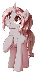 Size: 918x1765 | Tagged: safe, artist:kaylemi, oc, oc only, pony, unicorn, looking up, simple background, smiling, solo, white background