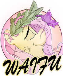 Size: 900x1095 | Tagged: safe, artist:bow2yourwaifu, fluttershy, butterfly, pony, g4, bust, calm, eyes closed, female, solo, waifu