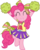 Size: 3626x4500 | Tagged: safe, artist:slb94, pinkie pie, earth pony, pony, all bottled up, g4, absurd resolution, bipedal, bow, cheering, cheerleader, cheerleader pinkie, clothes, cute, diapinkes, female, hair bow, pom pom, ribbon, simple background, skirt, solo, transparent background, vector