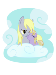 Size: 2400x3200 | Tagged: safe, artist:starkcontrast, derpy hooves, dinky hooves, pegasus, pony, g4, cloud, cuddling, cute, daughter, equestria's best daughter, equestria's best mother, female, high res, like mother like daughter, like parent like child, mare, mother, mother and daughter, nuzzling, redbubble