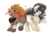 Size: 3509x2550 | Tagged: safe, artist:pridark, oc, oc only, oc:bounty hoof, oc:cougar fangs, earth pony, pony, bandage, bandana, butt bump, butt to butt, butt touch, commission, duo, female, hat, heart, high res, mare, simple background, smiling, transparent background, underhoof