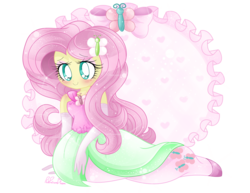 Size: 1280x989 | Tagged: safe, artist:pinkprincessblossom, fluttershy, equestria girls, g4, alternate universe, blushing, clothes, cute, dress, evening gloves, female, gloves, long gloves, shyabetes, smiling, solo