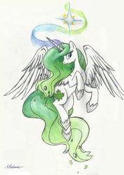 Size: 1612x2268 | Tagged: safe, artist:urahana, oc, oc only, alicorn, pony, canada, female, magic, mare, nation ponies, ponified, solo, traditional art