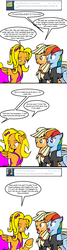 Size: 487x1810 | Tagged: safe, artist:dekomaru, applejack, rainbow dash, oc, oc:honey cluster, pegasus, pony, tumblr:ask twixie, g4, ask, clothes, comic, dress, engagement ring, female, jaw drop, mare, tumblr, tuxedo