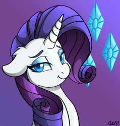 Size: 3800x3992 | Tagged: safe, artist:ciderpunk, rarity, g4, bust, colored pupils, cutie mark, cutie mark background, female, floppy ears, gradient background, high res, solo