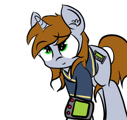 Size: 10000x9479 | Tagged: safe, artist:obnoxiousbugfag, oc, oc only, oc:littlepip, pony, unicorn, fallout equestria, absurd resolution, clothes, colored, commission, cute, fanfic, fanfic art, female, jumpsuit, mare, pipboy, pipbuck, simple background, solo, vault suit, white background