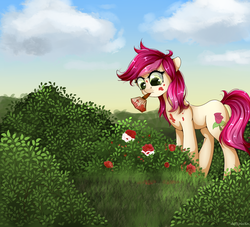 Size: 1600x1450 | Tagged: safe, artist:mitralexa, roseluck, earth pony, pony, g4, female, flower, paint, paint on fur, paintbrush, painting, rose, solo