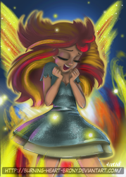 Size: 1500x2100 | Tagged: safe, artist:burning-heart-brony, sunset shimmer, equestria girls, g4, my little pony equestria girls: rainbow rocks, my past is not today, clothes, eyes closed, female, fiery shimmer, human coloration, open mouth, scene interpretation, singing, solo