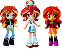 Size: 728x579 | Tagged: safe, sunset shimmer, fish, equestria girls, g4, my little pony equestria girls: friendship games, comparison, doll, equestria girls minis, eqventures of the minis, female, irl, multeity, photo, shimmerstorm, sunset sushi, toy, triality, trio