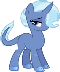 Size: 1630x1965 | Tagged: safe, artist:astralblues, oc, oc only, oc:lumen coma, pony, unicorn, cloven hooves, curved horn, dock, female, hair over one eye, horn, lidded eyes, mare, simple background, solo, transparent background