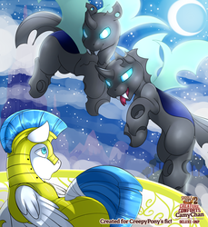Size: 2289x2500 | Tagged: safe, artist:camychan, changeling, saddle up 2: creature comforts, explicit source, guard, high res, male, moon, night, royal guard, stallion