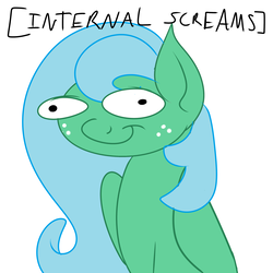 Size: 3000x3000 | Tagged: safe, artist:vorian caverns, oc, oc only, oc:annie, pegasus, pony, bad handwriting, blank stare, dead inside, descriptive noise, female, freckles, high res, mare, meme, screaming internally, simple background, smiling, solo, white background, woonoggles, x internally