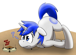 Size: 2898x2097 | Tagged: safe, artist:wcnimbus, oc, oc only, oc:ion, pony, unicorn, confused, face down ass up, high res, landmine, onomatopoeia, simple background, solo