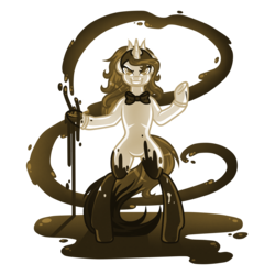 Size: 5000x5000 | Tagged: safe, artist:amazing-artsong, oc, oc only, oc:inky dust, pony, absurd resolution, bendy and the ink machine, bipedal, crossover, ink, sepia, simple background, solo, transparent background