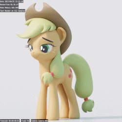 Size: 512x512 | Tagged: safe, artist:therealdjthed, applejack, earth pony, pony, g4, 3d, 3d model, animated, blender, blender cycles, cycles render, dreamworks face, female, gif, gray background, mare, model:djthed, simple background, solo