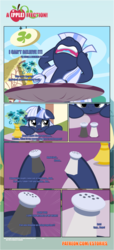 Size: 1919x4225 | Tagged: safe, artist:estories, oc, oc only, oc:silverlay, original species, pony, umbra pony, unicorn, comic:a(pple)ffection, comic, female, high res, mare, salt shaker, shipping, solo, table