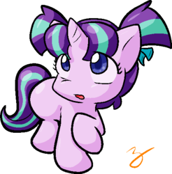 Size: 490x498 | Tagged: safe, artist:zutcha, starlight glimmer, pony, unicorn, cute, female, filly, filly starlight glimmer, glimmerbetes, pigtails, simple background, solo, transparent background, younger