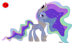 Size: 2523x1518 | Tagged: safe, artist:zeogeas, princess celestia, princess luna, oc, alicorn, pony, g4, female, fusion, mare, simple background, solo, transparent background