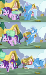 Size: 1052x1704 | Tagged: safe, screencap, starlight glimmer, trixie, pony, all bottled up, g4, discovery family logo, magic, screencap comic