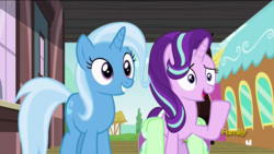 Size: 1280x720 | Tagged: safe, screencap, starlight glimmer, trixie, pony, all bottled up, g4, discovery family logo