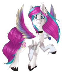Size: 2422x2902 | Tagged: safe, artist:siena1923, oc, oc only, oc:bloody cupcake, pegasus, pony, colored wings, female, high res, mare, multicolored wings, raised hoof, simple background, solo, transparent background
