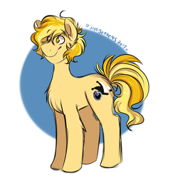 Size: 1008x1053 | Tagged: safe, artist:trishabeakens, oc, oc only, oc:comedy gold, earth pony, pony, abstract background, male, simple background, solo, stallion, white background