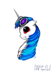 Size: 240x320 | Tagged: safe, artist:oldteaowl, dj pon-3, vinyl scratch, pony, g4, alternate hairstyle, bust, female, simple background, solo, white background, wrong eye color