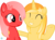 Size: 3195x2345 | Tagged: safe, artist:arifproject, oc, oc only, oc:downvote, oc:favourite, pony, derpibooru, g4, derpibooru ponified, duo, frown, high res, meta, ponified, raised hoof, simple background, transparent background, vector