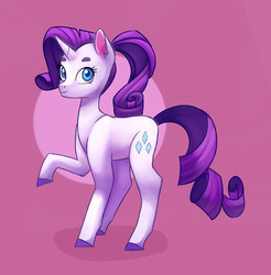 Size: 1165x1183 | Tagged: safe, artist:beachysart, artist:lilfunkman, rarity, pony, g4, collaboration, female, paint, painting, pink, purple background, raised hoof, simple background, solo