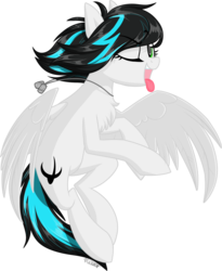 Size: 1024x1246 | Tagged: safe, artist:kellythedrawinguni, oc, oc only, oc:danger close, pegasus, pony, female, mare, simple background, solo, tongue out, transparent background