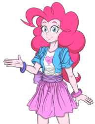 Size: 800x1036 | Tagged: safe, artist:pedantczepialski, part of a set, pinkie pie, equestria girls, g4, alternate universe, clothes, cute, dead stare, eqg promo pose set, eqg promo pose set 2.0, equestria girls: the parody series, female, happy, looking at you, simple background, skirt, solo, transparent background