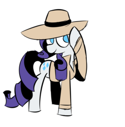 Size: 1950x1980 | Tagged: safe, artist:provolonepone, rarity, pony, unicorn, g4, rarity investigates, detective, detective rarity, female, m'lady, noir, simple background, solo, transparent background