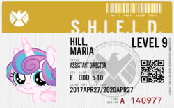 Size: 1920x1200 | Tagged: safe, princess flurry heart, pony, g4, agents of shield, cute, female, id card, iron man armored adventures, maria hill, silly, solo, tabitha st. germain, voice actor joke