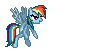 Size: 100x55 | Tagged: safe, artist:enzomersimpsons, rainbow dash, pony, g4, animated, attack, female, gif, pixel art, simple background, solo, sprite, transparent background