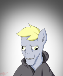 Size: 1836x2210 | Tagged: safe, artist:zsparkonequus, derpy hooves, pony, g4, bust, crossover, female, gradient background, harry potter (series), not salmon, solo, voldemort, wat, why