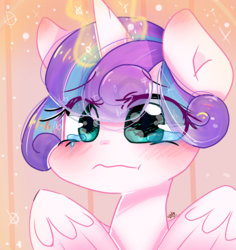Size: 1501x1588 | Tagged: safe, artist:windymils, princess flurry heart, pony, g4, blushing, crying, female, magic, solo, teary eyes, wavy mouth