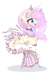 Size: 1600x2400 | Tagged: safe, artist:pvrii, oc, oc only, hybrid, merpony, pony, seapony (g4), unicorn, female, fish tail, flowing mane, flowing tail, horn, lionfish, mare, seaponified, simple background, solo, species swap, tail, transparent background, unshorn fetlocks, watermark