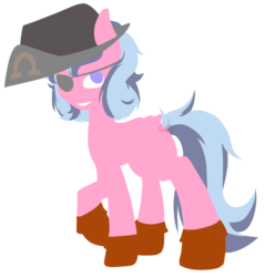 Size: 1418x1483 | Tagged: artist needed, safe, oc, oc only, oc:summer silk, pony, boots, eyepatch, hat, lineless, pirate hat, simple background, solo, transparent background