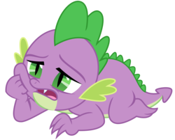 Size: 4384x3525 | Tagged: safe, artist:sketchmcreations, spike, dragon, a flurry of emotions, g4, my little pony: friendship is magic, high res, male, open mouth, prone, simple background, solo, transparent background, unhappy, vector