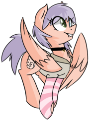 Size: 1804x2490 | Tagged: safe, artist:themodpony, oc, oc only, oc:spring breeze, pegasus, pony, arm warmers, choker, clothes, femboy, happy, heterochromia, hoodie, male, piercing, simple background, socks, solo, striped socks, transparent background