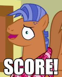 Size: 290x360 | Tagged: safe, screencap, spearhead, pegasus, pony, a flurry of emotions, g4, clothes, image macro, male, meme, scarf, solo, stallion