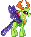 Size: 102x122 | Tagged: safe, artist:botchan-mlp, thorax, changedling, changeling, g4, animated, cute, desktop ponies, gif, king thorax, male, pixel art, simple background, solo, spread wings, sprite, standing, thorabetes, transparent background, wings