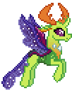 Size: 102x130 | Tagged: safe, artist:botchan-mlp, thorax, changedling, changeling, g4, animated, cute, desktop ponies, flapping, flying, gif, king thorax, male, pixel art, simple background, solo, sprite, thorabetes, transparent background