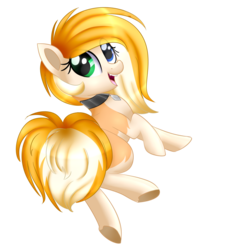 Size: 1024x1130 | Tagged: safe, artist:akarui-orenji, oc, oc only, oc:noroi, earth pony, pony, collar, fangs, female, heterochromia, mare, pet tag, simple background, solo, transparent background