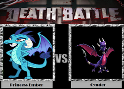 Size: 1008x720 | Tagged: safe, princess ember, dragon, g4, crossover, cynder, death battle, dragoness, exploitable meme, female, meme, spyro the dragon (series), the legend of spyro