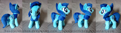 Size: 4795x1326 | Tagged: safe, artist:haselwoelfchen, gem (race), gem pony, pony, female, gem, high res, irl, lapis lazuli, lapis lazuli (steven universe), mare, multiple views, photo, plushie, ponified, solo, steven universe