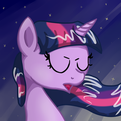 Size: 512x512 | Tagged: safe, artist:epiclunadragon, twilight sparkle, pony, g4, eyes closed, female, mare, open mouth, solo