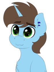 Size: 1500x2000 | Tagged: safe, artist:spirit-dude, oc, oc only, pony, unicorn, :3, chest fluff, commission, green eyes, male, simple background, smiling, solo, stallion, transparent background